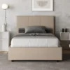 Letto 120x190cm contenitore con giroletto in similpelle tortora LIT190