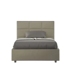 Letto 120x190cm contenitore con giroletto in similpelle cappuccino LIT190