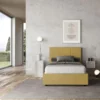 Letto 120x200cm contenitore con giroletto in microfibra ocra LIT196