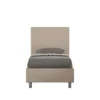Letto 80x190cm contenitore con testiera a quadretti in similpelle tortora LIT62