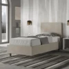 Letto 90x200cm contenitore con testiera liscia in microfibra sabbia beige LIT102