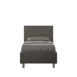 Letto 90x200cm contenitore con testiera liscia in microfibra grigio LIT102