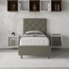 Letto 80x190cm contenitore con testiera trapuntata design a rombo cappuccino LIT68