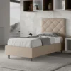 Letto 90x190cm contenitore con testiera a rombo tortora LIT130