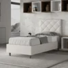 Letto 90x190cm contenitore con testiera a rombo bianco LIT130