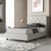 Letto 120x210cm contenitore con testiera a rombo bianco LIT218