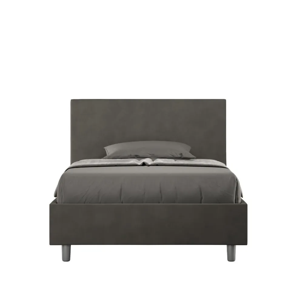 Letto 120x210cm contenitore con testiera in microfibra grigio LIT158
