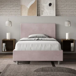 Letto 120x210cm contenitore con testiera in microfibra glicine lilla LIT158