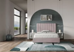 Letto 120x190cm contenitore con testiera trapuntata in microfibra lilla LIT228