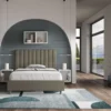 Letto 120x190cm contenitore con testiera trapuntata in similpelle cappuccino LIT226