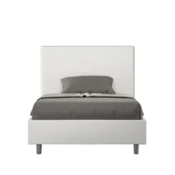 Letto 120x210cm contenitore con testiera trapuntata bianco LIT206