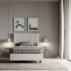 Letto 120x200cm contenitore con testiera a linee verticali bianco LIT222