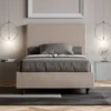 Letto 120x200cm contenitore con testiera trapuntata tortora LIT204