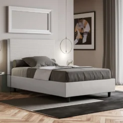 Letto 120x200cm contenitore con testiera trapuntata bianco LIT204