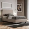 Letto 120x190cm contenitore con testiera trapuntata tortora LIT202