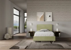 Letto 120x200cm contenitore con testiera in microfibra tè verde LIT154