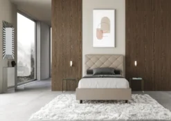 Letto 120x200cm contenitore con testiera a rombo tortora LIT216