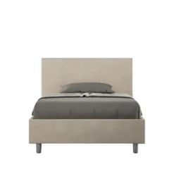 Letto 120x200cm contenitore con testiera in microfibra sabbia beige LIT154