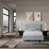 Letto 120x200cm contenitore con testiera in microfibra azzurro LIT154