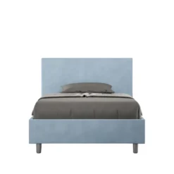 Letto 120x200cm contenitore con testiera in microfibra azzurro LIT154