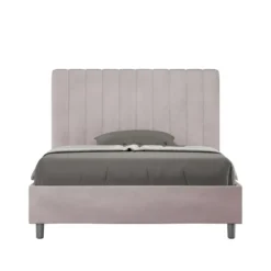 Letto 120x210cm contenitore con testiera trapuntata in microfibra glicine lilla LIT236