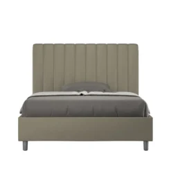 Letto 120x210cm contenitore con testiera trapuntata in similpelle cappuccino LIT234