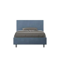 Letto 120x190cm contenitore con testiera in microfibra blu LIT150