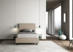 Letto 120x200cm contenitore con testiera a quadretti tortora LIT210