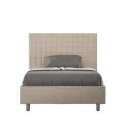 Letto 120x190cm contenitore con testiera a quadretti tortora LIT208