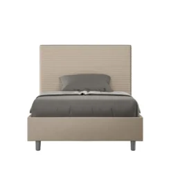 Letto 120x210cm contenitore con testiera trapuntata tortora LIT206