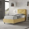 Letto 90x210cm contenitore con tre bottoni in microfibra ocra LIT116