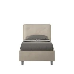 Letto 90x190cm contenitore con tre bottoni in microfibra sabbia beige LIT112