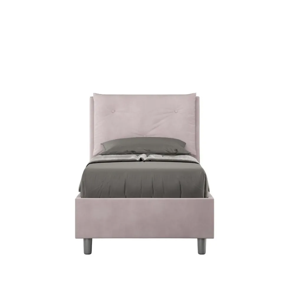 Letto 90x190cm contenitore con tre bottoni in microfibra glicine lilla LIT112