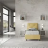 Letto 90x200cm contenitore con tre bottoni in microfibra ocra LIT114