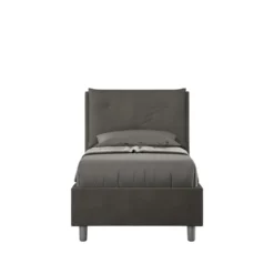 Letto 90x200cm contenitore con tre bottoni in microfibra grigio LIT114