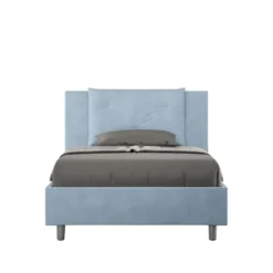 Letto 120x210cm contenitore con tre bottoni in microfibra azzurro LIT188