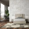 Letto 120x200cm contenitore con tre bottoni in microfibra sabbia beige LIT184