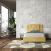 Letto 120x200cm contenitore con tre bottoni in microfibra ocra LIT184