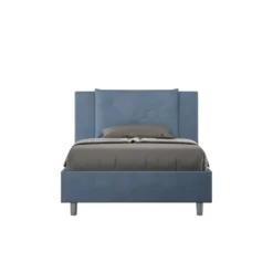 Letto 120x200cm contenitore con tre bottoni in microfibra blu LIT184