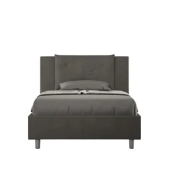 Letto 120x190cm contenitore con tre bottoni in microfibra grigio LIT180