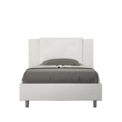 Letto 120x200cm contenitore con tre bottoni in similpelle bianco LIT182