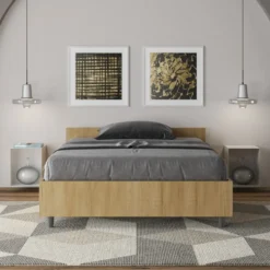 Letto 120x190cm contenitore effetto legno quercia LIT238