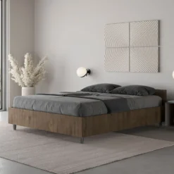 Letto 120x190cm contenitore effetto legno noce LIT238