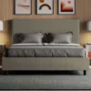 Letto 140x210cm contenitore francese con testiera trapuntata cappuccino LIT304