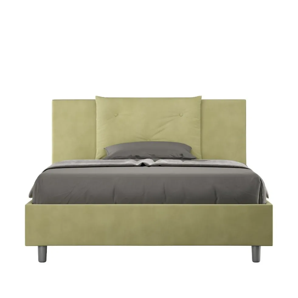 Letto 140x200cm contenitore francese con tre bottoni in microfibra tè verde LIT284