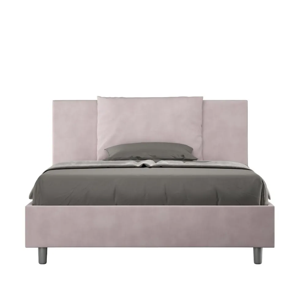 Letto 140x200cm contenitore francese giroletto imbottito in microfibra glicine lilla LIT278