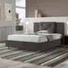 Letto 140x190cm contenitore francese con tre bottoni in microfibra grigio LIT282