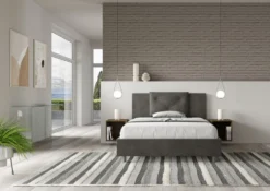 Letto 140x190cm contenitore francese con tre bottoni in microfibra grigio LIT282