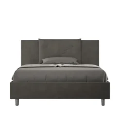 Letto 140x190cm contenitore francese con tre bottoni in microfibra grigio LIT282