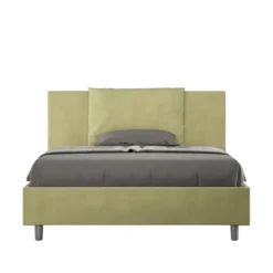 Letto 140x190cm contenitore francese giroletto imbottito in microfibra tè verde LIT276